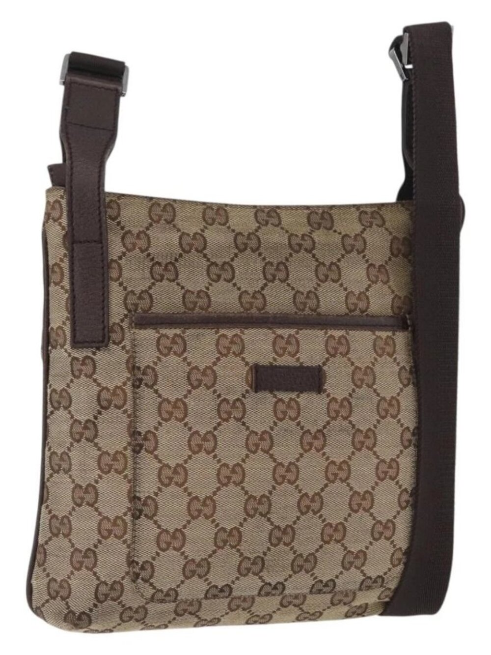 GUCCI GG Canvas Shoulder Bag Beige Silver - Picture 2 of 16